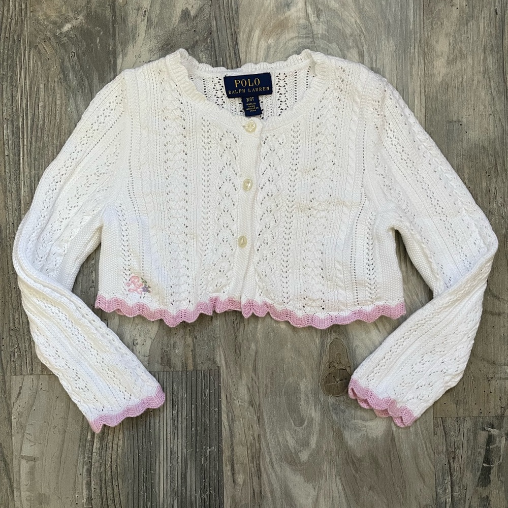Polo Ralph Lauren Girls Crochet Cardigan 3T